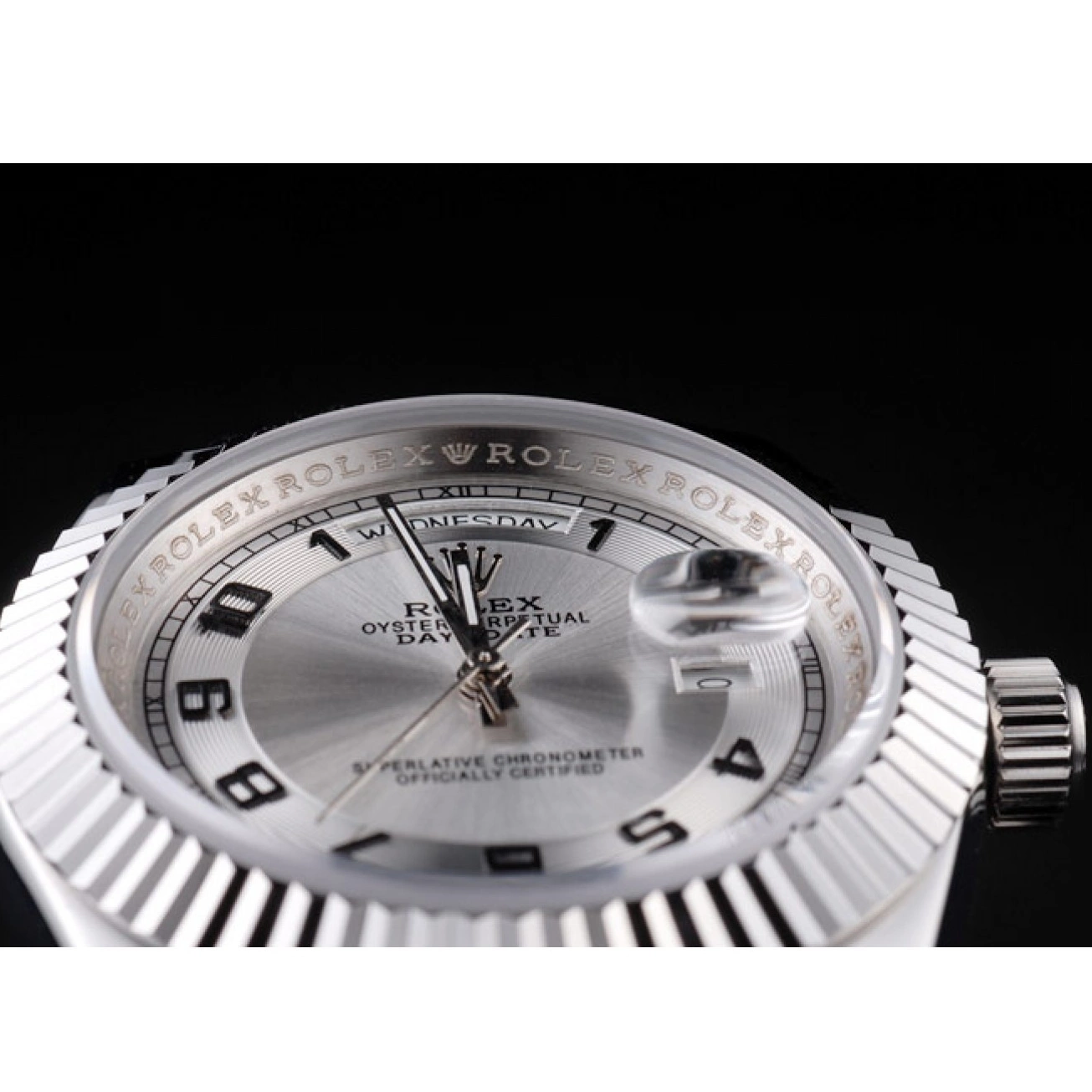 MiroTime 0729 Rolex Day-Date Polished Stainless Steel White Dial
